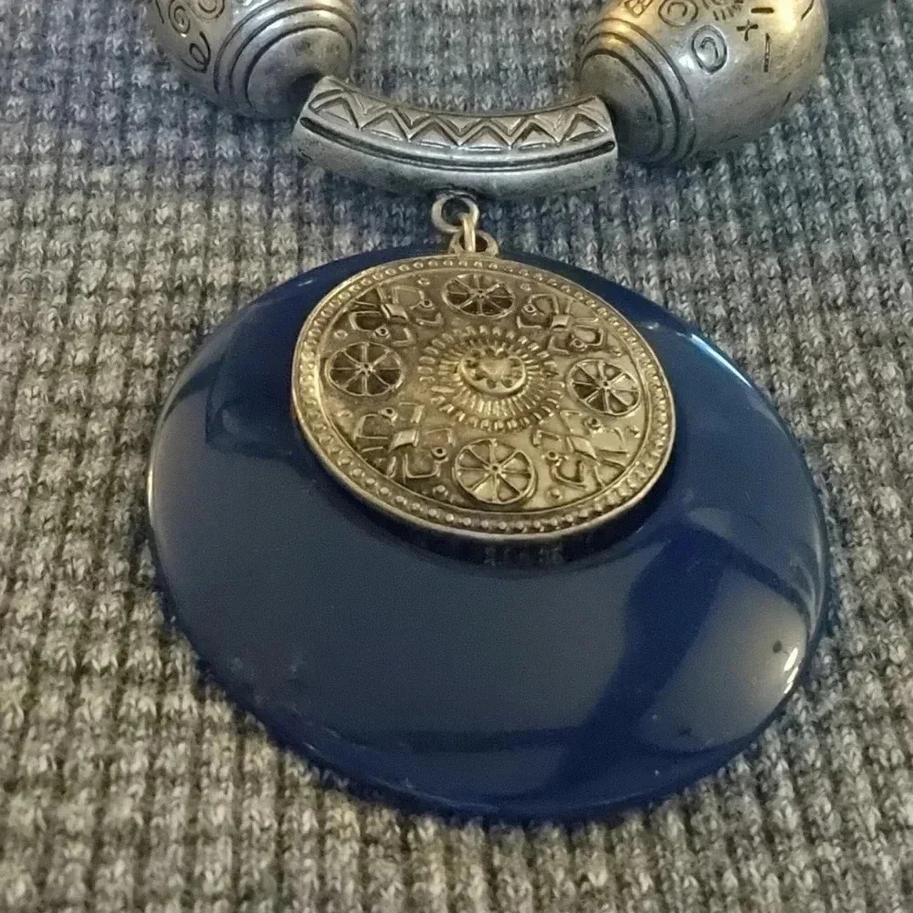 Silvertone Bead‎ BOHO Necklace 12" - Picture 2 of 8